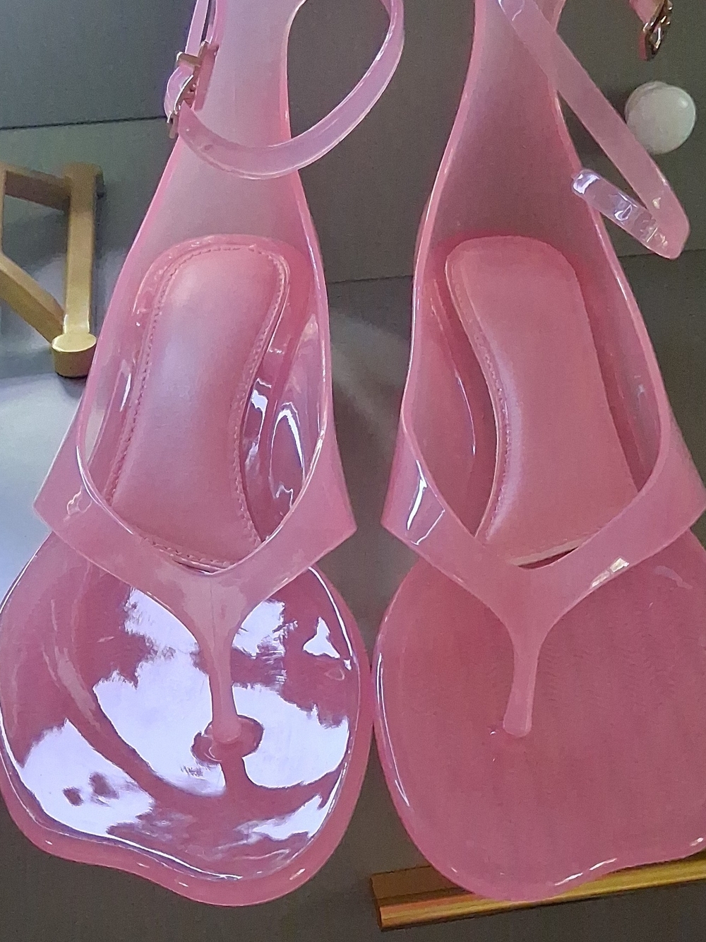 Women’s Pink Jelly T-Strap Sandals